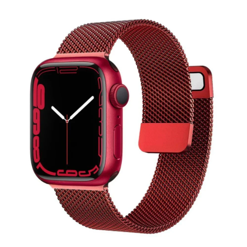 NEW BAND RED Milanese Stainless For Apple Watch - Picture 1 of 3